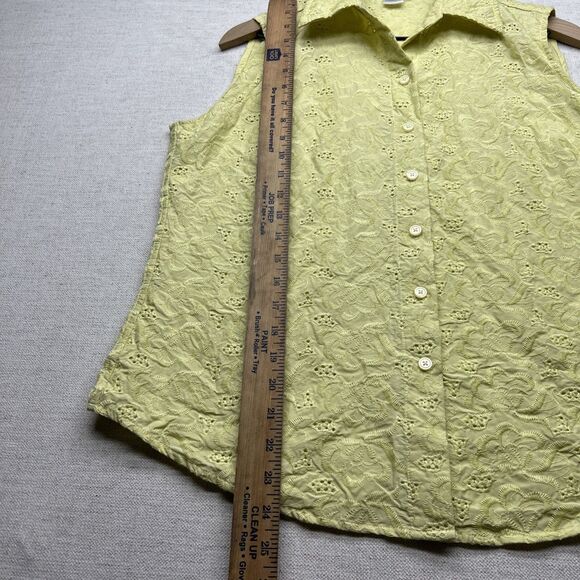 Winter Silks Women's Tank Top Boho Embroidered Silk Sheer Butter Yellow Size L - Picture 3 of 7
